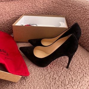Christian Louboutin Heels (size 40 / 9.5) - Alminette 100mm black suede pumps